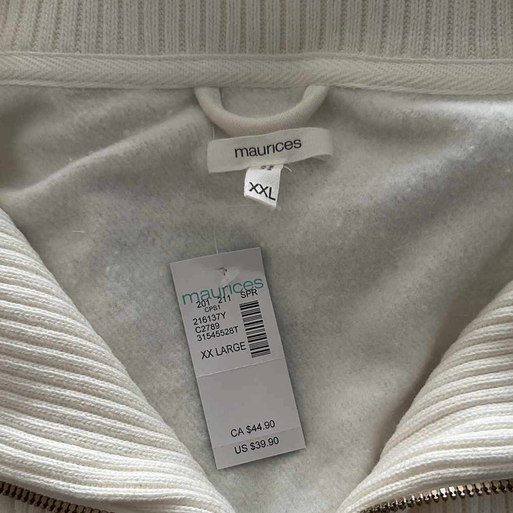 Maurices Cream Ribbed-Panel Zip-Up Jacket - Picture 3 of 3